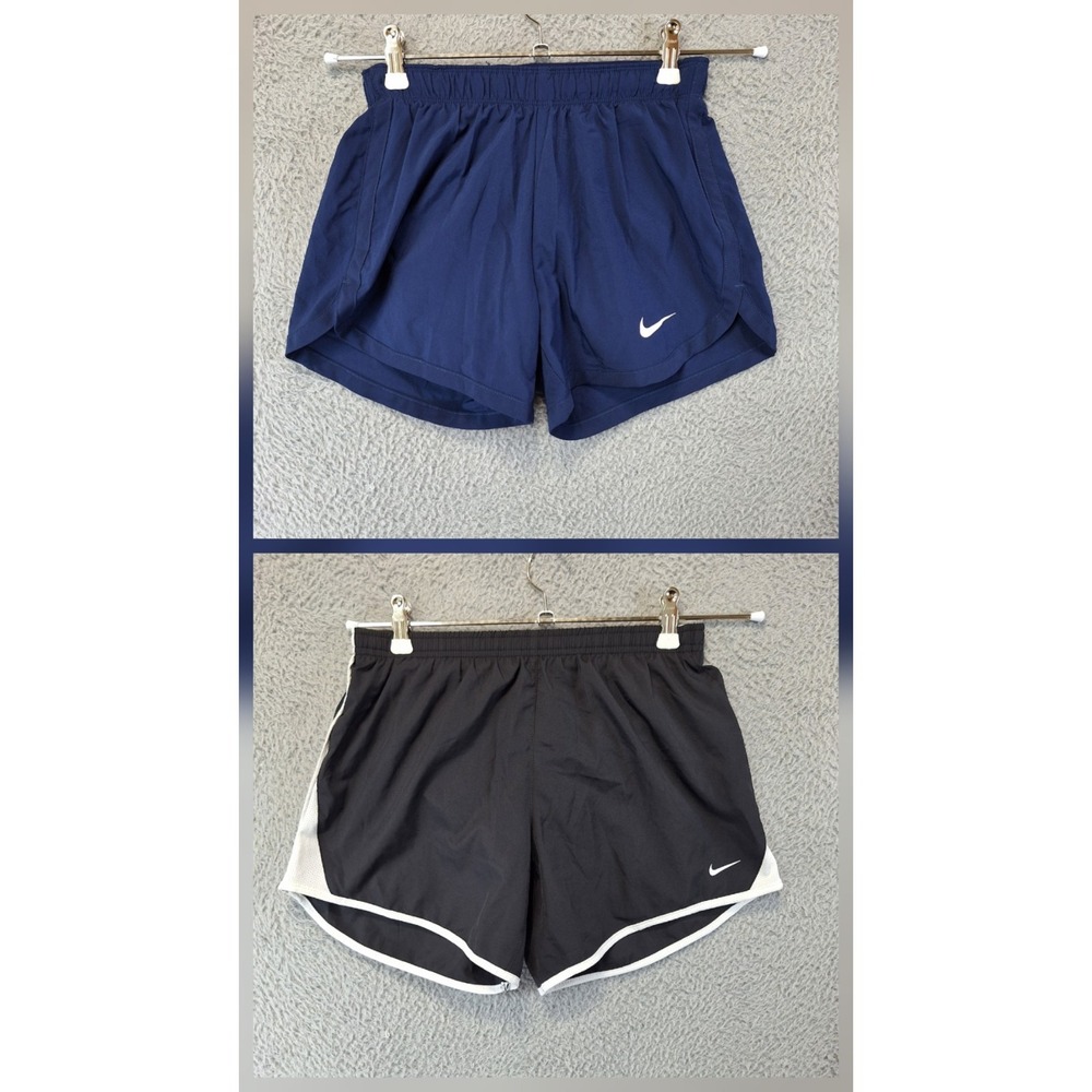 Lot of 2 Nike Shorts Womens XS/XL Blue‎ Black Dri-Fit Gym Workout Swoosh Logo